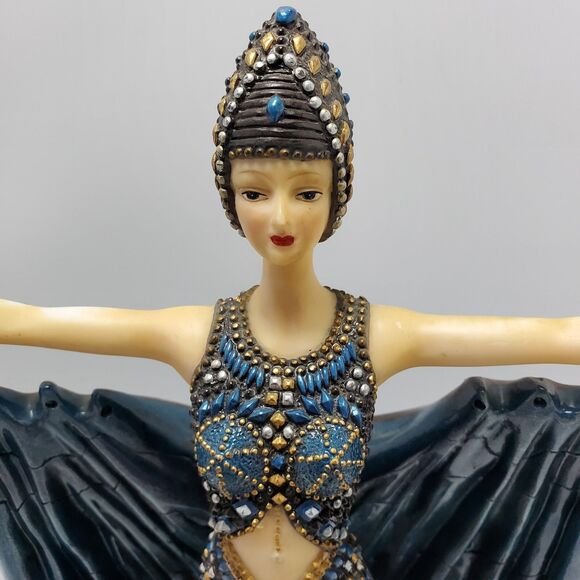 Seven Veils Dancer Alabastrite Statue Objet 'd Elegance Collection 14x11 Inches - Picture 6 of 12